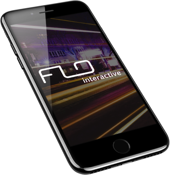 header image of a mobile phone with the flo logo