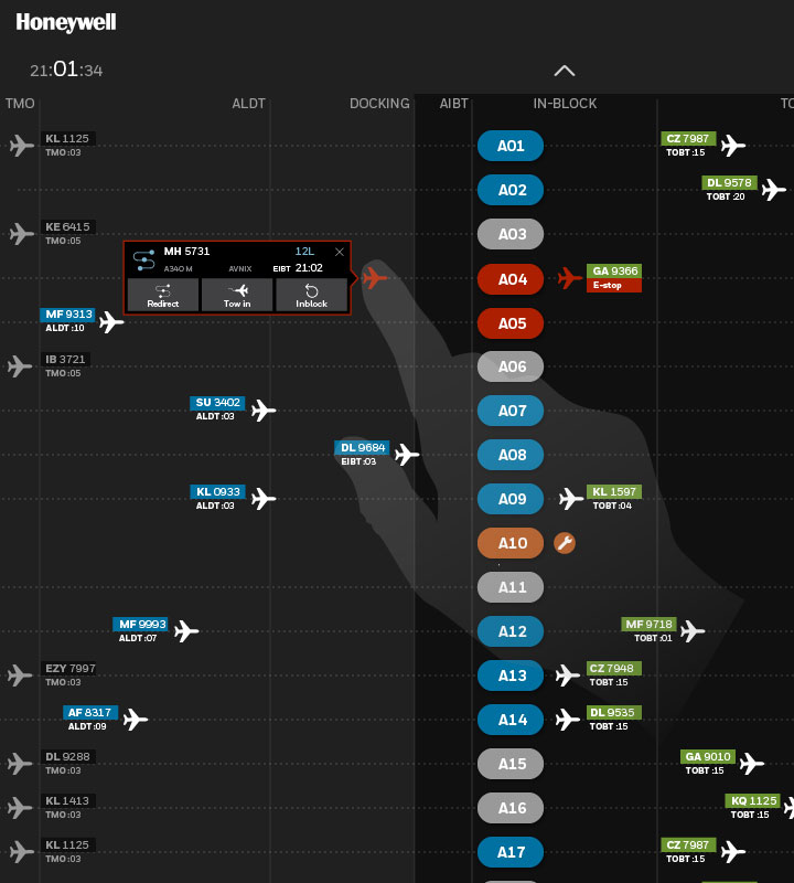 interface of the airport application